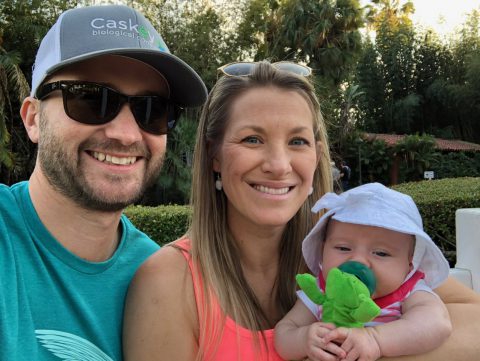 Jason and Lindsey Caskey with their young daughter