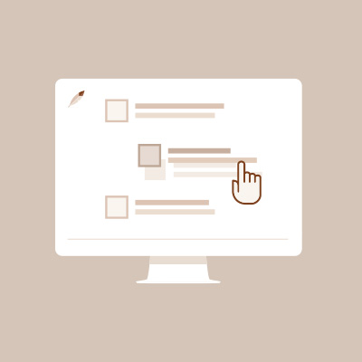 Stylised graphic of computer screen showing how survey form is designed on the web app.