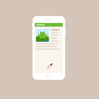 Stylised graphic of mobile phone showing Wildnote's field data collection app survey screen featuring cartoon frog photo.