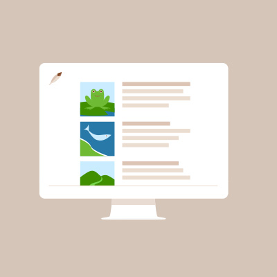 Stylised graphic showing desktop screen of web app where photos and field data are integrated.